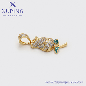 XUPING perhiasan grosir jumlah besar 14K warna emas, perhiasan liontin mawar lapis modis elegan untuk wanita - Product Image 4
