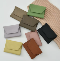 Dompet Kartu Kulit Sapi Asli Grosir, Penutup Jepret, Dompet Mini Multiwarna, Logo Kustom OEM
