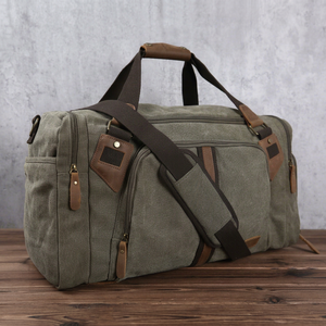 Custom Waterproof Canvas Genuine Leather Travel <b>Bag</b> <b>Men</b> Vintage Weekender <b>Overnight</b> Duffel Holdall Luggage LCTB-0162 - Product Image 1