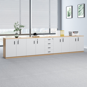 Meubles de rangement modernes en panneaux de bois (80 cm) et credenza (75 cm x 200 cm) avec tiroirs pour bureau à domicile, entrepôt, hôtel - Product Image 6