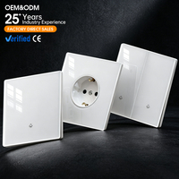 Tomacorriente de Pared Eléctrico de Vidrio Templado Ultra Delgado con Certificación CE KSQ, Interruptor de Pared Europeo de 20A 10A, Duradero