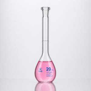 Fiole volumétrique en verre borosilicate de qualité supérieure de 20 ml avec bouchon interchangeable, fiole de mesure de laboratoire de haute précision - Product Image 2