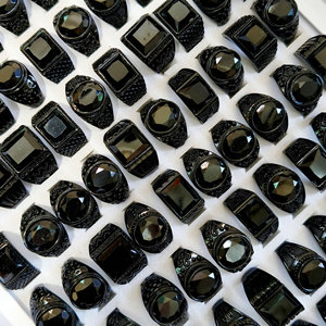 <span class=keywords><strong>Anello</strong></span> da <span class=keywords><strong>uomo</strong></span> placcato argento con gemme miste e <span class=keywords><strong>pietra</strong></span> <span class=keywords><strong>nera</strong></span>, stile vintage antico, per matrimoni, spedizione mista - Product Image 1