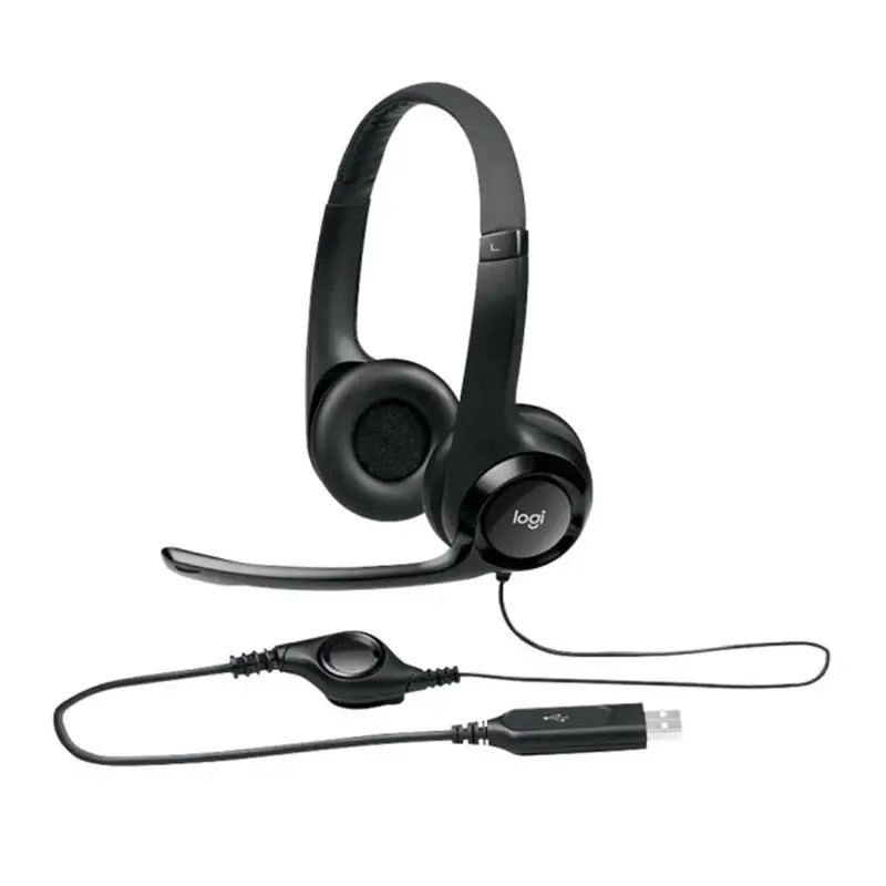 Originale Logitech H390 Wired Auricolare per Computer Con Riduzione Del Rumore Pieghevole MicWith Volume/Mute Controllo Auricolare USB-A