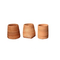 Accessoires de cérémonie du thé tissés à la main, rangement de bureau, porte-stylos rond en bois résistant à la moisissure, organisateur de bureau