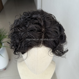 Prothèse capillaire pour hommes, 100% cheveux humains Remy, base australienne en dentelle et PU, avec raie droite, ondulations, nouée à la main - Product Image 3