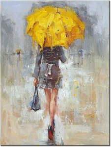 Grande toile murale <span class=keywords><strong>d</strong></span>écorative : Fille avec parapluie, marchant dans la rue sous la pluie – Impression moderne, grande œuvre <span class=keywords><strong>d</strong></span>'<span class=keywords><strong>art</strong></span> abstraite pour la <span class=keywords><strong>d</strong></span>écoration intérieure - Product Image 4