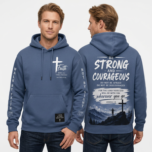 Men's <b>Christian</b> <b>Hoodie</b> Blue 100% Cotton Fleece Solid Breathable Eco-Friendly Streetwear Pocket Design Regular Fit Casual Winter - Product Image 2