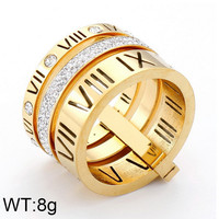 Hot Sale 18 Karat vergoldeter Edelstahl CZ Zirkon Zirkon quadratisch gravierte römische Ziffer Fingerring