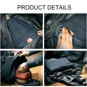 Nylon Leather Trim 2 in 1 Hanging Suit Bag Carry <strong>on</strong> Shoe Compartment Weekend Trip Bag Travel Convertible Garment Duffel Bag - Product Image 3