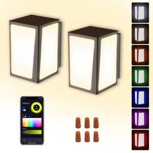 Paquete de 2 Lámparas de Pared Inteligentes Impermeables IP67 OEM ODM de Fábrica, Lámpara de Pared para Exteriores RGBCW de 8W - Product Image 5