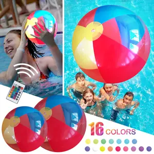 Aangepaste Pvc Bal Zomer Zwembad Feest Water Ballonnen Transparante Opblaasbare Mini Led Knipperende Speelgoedballen Gloeien 3d Strandbal