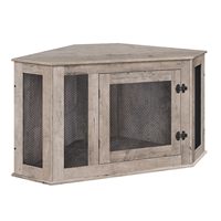 Meuble pour chien, niche en bois de 44,5 pouces, cage pour chien robuste à design d'angle pour chiens de taille moyenne, meuble TV décoratif pour animaux de compagnie