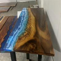Meja Makan Resin Epoxy Pabrik Langsung Desain Mewah Kustom untuk Ruang Makan Dapur Restoran Meja Resin Epoxy Model River