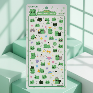 Korean 3D Waterproof PVC Popcorn Stickers Today's Woeknya Cute Alien Cat Kawaii Sticker Sheet Diary Planner Laptop Phone - Product Image 3