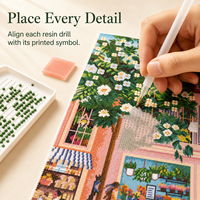 Kit de Peinture Diamantée Imprimée KS Craft Spring Street + Art Paysager Urbain Fleuri + Diamants Scintillants Spéciaux + DIY Écologique