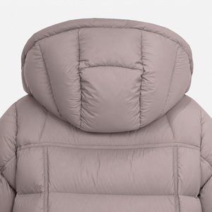 Women's Light <b>Purple</b> Hooded Long Quilted Jacket With Detachable <b>Hat</b> Windproof Polyester Wadding Winter Coat - Product Image 4