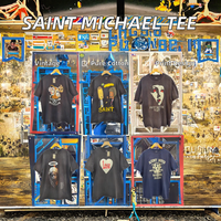 Camiseta Vintage de Manga Corta para Hombre, Estilo Americano, 100% Algodón, Tejido con Letras Bordadas, Lavado Ácido, Marca SAINT MICHAEL, Alta Calidad, Venta al Por Mayor