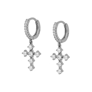 Pendientes de Cruz de Plata de Ley S925 con Diamantes, Tendencia de Moda 2021, Combinan con Todo - Product Image 2