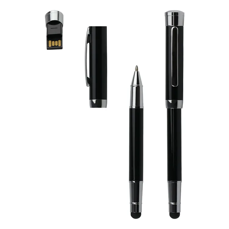 Özel logo metal kalem ile dokunmatik ekran stylus usb 2.0 kalem flash sürücü metal tükenmez kalem flash bellek 4gb 8gb 16gb 32gb