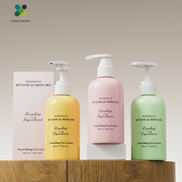 Flacon de shampoing en plastique rose vert de luxe 300 ml avec pompe à pression pour gel douche, après-shampoing, soin de la peau, lotion