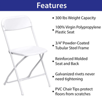 Chaises pliantes blanches modernes pour événements, mariages, extérieur et jardin, vente en gros