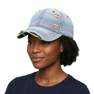 Spring <b>Summer</b> New Vintage Formal Hole Washed Personalized Denim Baseball <b>Cap</b> Outdoor Casual American Peaked Hat Trendy - Product Image 1