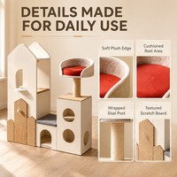 Arbre à chat moderne et spacieux pour économiser de l'espace, avec griffoir en sisal, perchoir en peluche et design à 4 niveaux pour chats d'intérieur