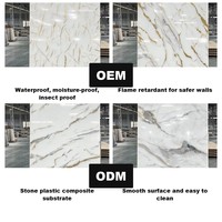 Panneau de fond en PVC avec revêtement UV, effet marbre, finition brillante, imperméable, imprimé à veines fines, bordure découpée, pour salle de bain et salon