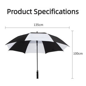 Parapluie de golf à double couche 8 baleines avec logo personnalisé, grand format, ouverture automatique, motif à carreaux, manche droit, idéal pour événements et cadeaux d'entreprise - Product Image 5