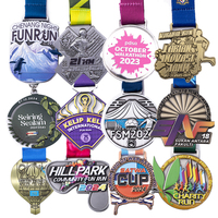 Conception de médailles de course personnalisées amusantes en métal rond, plaquées or, argent, laiton, pour marathon