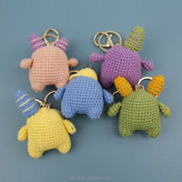 Porte-clés Monstre Amigurumi Tricoté à la Main au Crochet, Grande Poupée Mignonne Kawaii aux Yeux Grands, Artisanat de Broderie