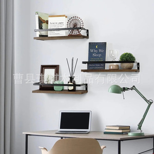 Wall Mounted Wooden <b>Shelf</b> With Towel Bar For Bathroom Storage Rack Durable Iron And Wood Design - Product Image 2