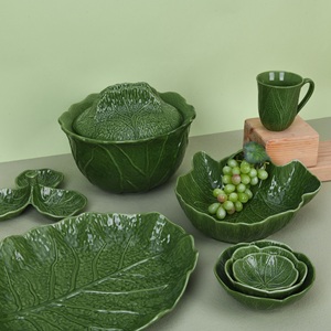 Juegos de vajilla de <span class=keywords><strong>porcelana</strong></span> de repollo de hueso nuevo Real de lujo, vajilla de cerámica esmaltada para restaurante, juego de regalo para uso de boda - Product Image 4