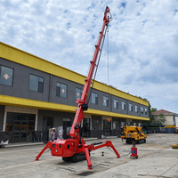Mini-grue araignée portative de 3 tonnes à chenilles, flèche longue, rotation à 360°, hauteur de levage de 10 m, ventouse à double moteur pour verre