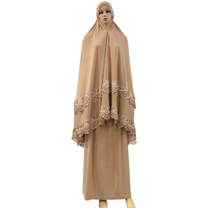 <span class=keywords><strong>Robe</strong></span> de prière Musulmane en dentelle pour Ramadan Eid Mubarak voile Long Khimar Abaya Islam <span class=keywords><strong>Robe</strong></span> Musulmane deux pièces - Product Image 4