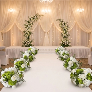 Centrotavola personalizzato con fiori verdi e bianchi, sfera di fiori artificiali per decorazioni da tavolo per matrimoni - Product Image 1