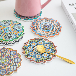 High Grade Anti-Scalding UV Printed Ceramic Coaster Home Decoration with Cork Promotional Coaster Mats & Pads
