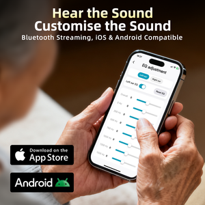 Appareils auditifs numériques sans fil Bluetooth RIC OTC à 50 canaux de la marque Flysound, avec réduction de bruit AI programmable - Product Image 3