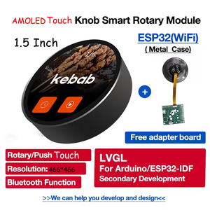 Module intelligent ESP32 HMI avec écran AMOLED rond de 1,5 pouce (466*466), bouton tactile, compatible Arduino, LVGL, Wi-Fi, BLE, UART - SFG-UEDX46460015-MD5 - Product Image 6