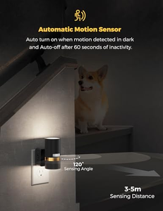 Veilleuse LED noire à détecteur de mouvement pour salle de bain, à brancher sur prise murale, intensité réglable, pour couloir, escaliers, adultes - Product Image 3