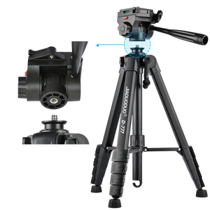 Trípode Ajustable Multifuncional Retráctil de Aleación de Aluminio con Nivel de Burbuja, Capacidad de Carga de 3 kg, Soporte de Cámara Portátil para Video - Product Image 3