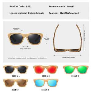 Lunettes de soleil carrées en bois polarisées Zebra avec charnières à ressort métalliques, personnalisables avec logo, vente en gros, pour hommes et femmes - Product Image 3