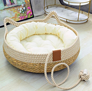 Removable Woven Cat <b>Bed</b> Upholstery Sleeping <b>House</b> Cat Scratch Floor Rattan Wear-resistant Washable Cat Cave Pet SuppliesRemovabl - Product Image 1