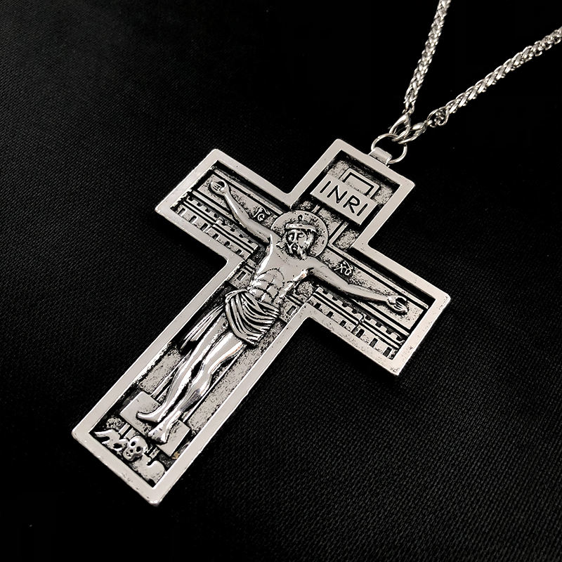 Collana Con Ciondolo Croce Gesù Crocifisso Per Uomo Gioielli Da Uomo In Acciaio Inossidabile Delicato Ogni Giorno Street Style - Foto 10