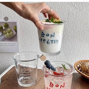 Vasos de Vidrio Transparentes con Letras, 350 ml, Ecológicos, para Leche, Uso Diario - Product Image 2