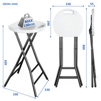 Tabouret de bar pliant portable moderne blanc, hauteur réglable, charge maximale 136 kg, poignée/pieds antidérapants, verrouillage par charnière, structure en acier pour