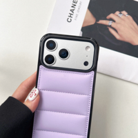 Coque de téléphone 3D simple effet doudoune pour iPhone Air 17 16 15 14 13 Pro Max – Housse arrière douce au toucher en coton rembourré style doudoune d'hiver