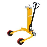 Chariot à main hydraulique en acier avec plateforme, poignée extensible, 3 roues en polyuréthane pour capacité de levage et de transport de fûts de 350 kg