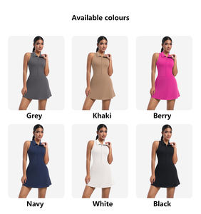 XW-6676, оптовая продажа, Женская Спортивная одежда для фитнеса, без рукавов, без рукавов, на молнии, на заказ, с открытой спиной, платье для йоги, тенниса - Product Image 5